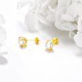 wholesale 14k Yellow Gold Round White Pearl Prong Set Stud Earrings For Women-0-2