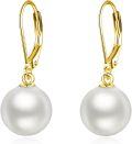 wholesale Sterling Silver Pearl Leverback Dangle Earrings for Women Gifts - Rhodium Plated-0-22