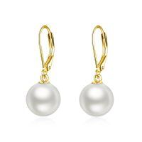 wholesale 925 Sterling Silver Pink Opal Round Drop Earrings for Women Girls-Pearl-Gold