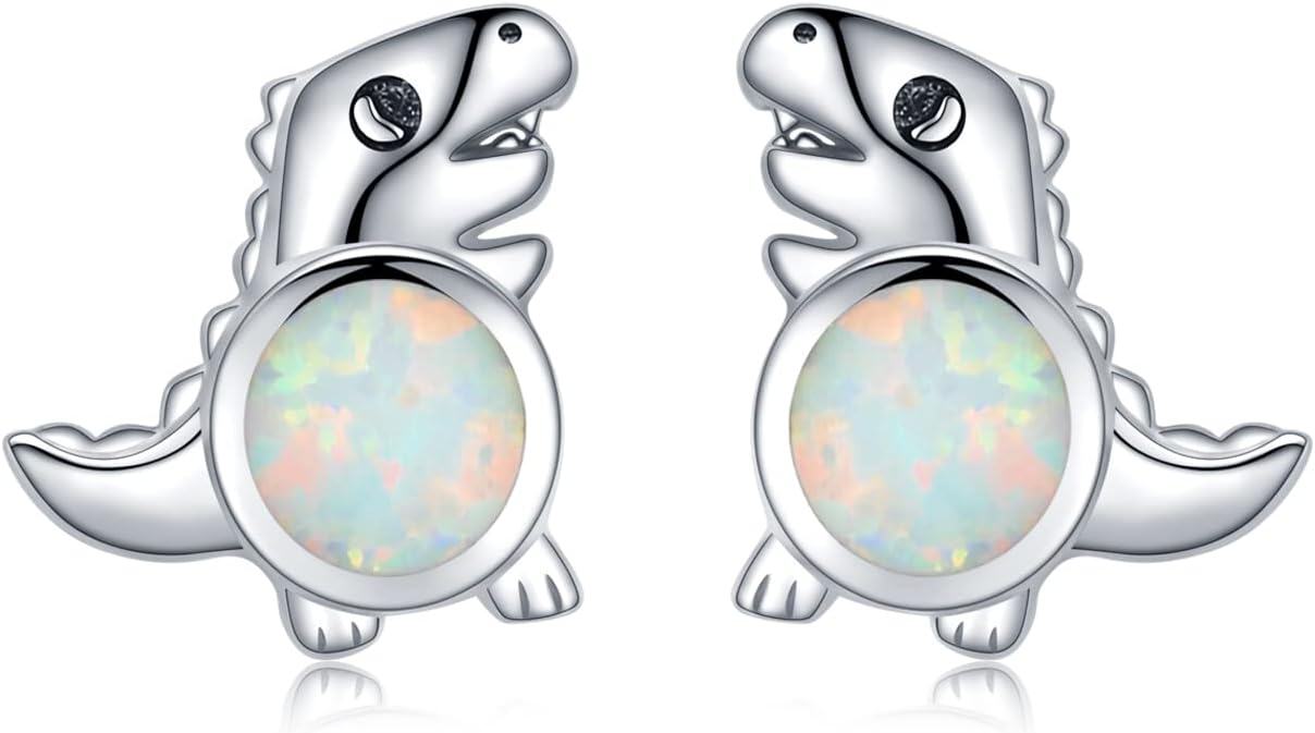 Sterling Silver Opal Animal Stud Earrings for Sensitive Ears-0-0