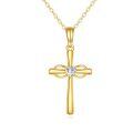 wholesale 14K Gold Heart-Shaped Diamond Cross Necklace for Women - Religious Idea-0-0