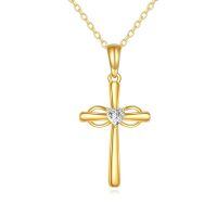 wholesale 14K Gold Heart-Shaped Diamond Cross Necklace for Women - Religious Idea-cross infinity