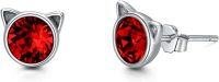 wholesale 925 Sterling Silver Birthstones Cat Earrings for Women Hypoallergenic Studs-Ruby Red