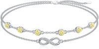 wholesale Sterling Silver Birthstone Women s Anklet Bracelets Infinity Butterfly Evil Eye Turtle Pineapple Starfish Heart-Infinity 11-Yellow Topaz-Bracelet 7"-9"