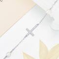 wholesale 10k Gold Cross Bracelet with Moissanite and Freshwater Pearls for Women Confirmation Gifts 6.8-8.4-0-3