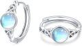 wholesale 925 Sterling Silver Celtic Knot Moonstone Huggie Hoop Earrings for Women-0-0