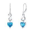 wholesale 925 Sterling Silver Platinum Plated Infinity Heart Red Garnet Drop Earrings-0-0