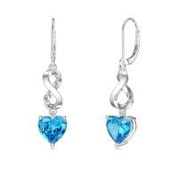 wholesale 925 Sterling Silver Heart Garnet Infinity Drop Earrings-3-Mar-Aquamarine Blue