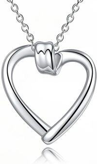 wholesale 14K Gold Open Heart Pendant Necklace with Small Charm - Elegant Fine  for Women-White Gold
