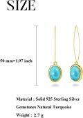 wholesale 925 Sterling Silver Oval Turquoise Drop Earrings for Women-0-5