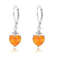 wholesale 925 Sterling Silver Opal Teardrop Leverback Earrings Hypoallergenic Gift-Orange Heart Silver