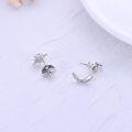 wholesale 14K White Gold  Crystal Moon & Star Stud Earrings for Women-0-4