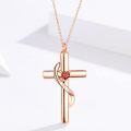 wholesale Rose Gold Plated 925 Sterling Silver with Birthstone Cross Urn Necklace for Ashes – Cremation Jewelry with 10K Chain, Keepsake Memorial Gift-0-2