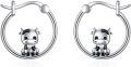 wholesale 925 Sterling Silver Cow Animal Hoop Earrings for Women - Cute Farm s-0-0
