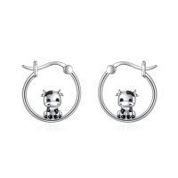 wholesale 925 Sterling Silver Cow Animal Hoop Earrings for Women - Cute Farm s-Cow