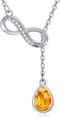 wholesale 925 Sterling Silver Amber Drop Pendant Infinity Necklace 45cm Chain-0-0