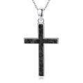 wholesale 925 Sterling Silver Cross with Turquoise and Malachite Inlay Christian Pendant Necklace-0-0