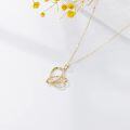 wholesale 14K Gold Cubic Zirconia Double Heart Pendant Necklace for Women-0-3