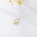 wholesale 14k Gold Interlocking Double Heart Cubic Zirconia Pendant Necklace For Women-0-3