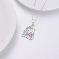 wholesale  Sterling Silver Pink Ribbon Hummingbird Necklace Breast Cancer Awareness Gift for Women-0-4