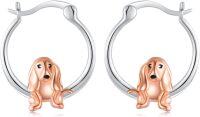 wholesale 925 Sterling Silver Gold Plated Basset Hound Dog Hoop Earrings for Girls' Gifts-Basset Hound