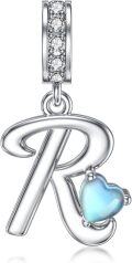 wholesale 925 Sterling Silver Heart-Shaped Blue Moonstone Initial N Charm Pendant Necklace Gift-0-30