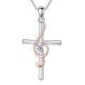 wholesale 925 Sterling Silver Cross Heart Pendant Necklace with Rhinestones and Chain for Women's Gifts-0-0