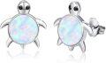 wholesale 925 Sterling Silver Opal Turtle Stud Earrings - Ocean Theme Sea Creature Jewelry for Women-0-0