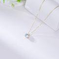 wholesale 14K Gold & 1ct Lab Emerald Round Birthstone Pendant Necklace, 6.5mm Flower Design, 16+1 Adjustable Chain, Gift Box-0-6