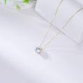 wholesale 14K Gold & 1ct Lab Emerald Round Birthstone Pendant Necklace, 6.5mm Flower Design, 16+1 Adjustable Chain, Gift Box-0-6