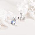 wholesale 925 Sterling Silver Heart-Shaped Cat Stud Earrings with Crystal Accents - Gift Ideas for Her-0-3