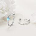 wholesale 925 Sterling Silver Metal Hollow Out Heart Moonstone Twist Chain Huggie Hoop Earrings Hypoallergenic Jewelry for Women-0-4