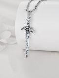 wholesale 925 Sterling Silver Tri-force Sword Pendant Necklace for Men & Women-0-4