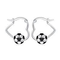 wholesale 925 Sterling Silver Soccer Ball Hoop Earrings-Soccer