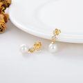 wholesale 14K Gold Freshwater Pearl Butterfly Infinity Stud Earrings for Women Gifts-0-3