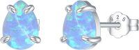 wholesale 925 Sterling Silver Red Fire Opal 925 Pear Shape Stud Earrings for Women-Light Blue