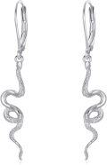 wholesale 925 Sterling Silver Snake Shape Hypoallergenic Leverback Dangle Earrings-0-0