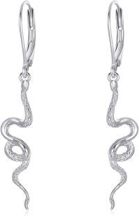 wholesale 925 Sterling Silver Snake Shape Hypoallergenic Leverback Dangle Earrings-07-snake