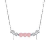 wholesale 925 Sterling Silver Dragonfly Rose Quartz Beads Necklace For Women-04-Rose Quartz