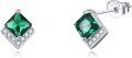 wholesale  Sterling Silver Cubic Zirconia Crystal Birthstone Stud Earrings, Emerald Green May Gemstone Jewelry Gifts for Women-0-0