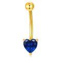 wholesale 925 Sterling Silver Plated 14K Gold  Heart Belly Button Ring 16mm Body Piercing Jewelry for Women-0-10