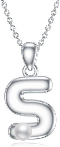 wholesale Sterling Silver Pearl Dainty Initial Necklace for Women-S