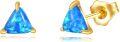 wholesale 14K Gold Triangle Blue Opal Stud Earrings Solid Gold Jewelry for Women-0-0
