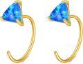 wholesale Gold 14K Gold Blue Opal Triangle Stud Earrings Minimalist s for Her-0-0