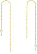wholesale 14K Gold Triangle Opal Threader Earrings - 23cm Long Dangle Drop Chain s for Her-0-0