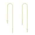 wholesale 14K Gold Triangle Black Stone Threader Earrings 14K Gold  s for Her-0-0