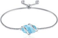 wholesale  Sterling Silver Gemstone Dainty Link Bracelet for Women -A-Larimar