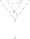 wholesale 925 Sterling Silver Boho Layered Necklace with Moon and Triangle Pendant Christmas s for Women-0-0