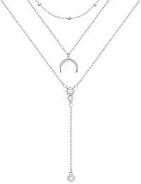 wholesale 925 Sterling Silver Boho Layered Necklace with Moon and Triangle Pendant Christmas s for Women-Moon