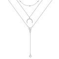 wholesale 925 Sterling Silver Boho Layered Necklace with Moon and Triangle Pendant Christmas s for Women-0-0